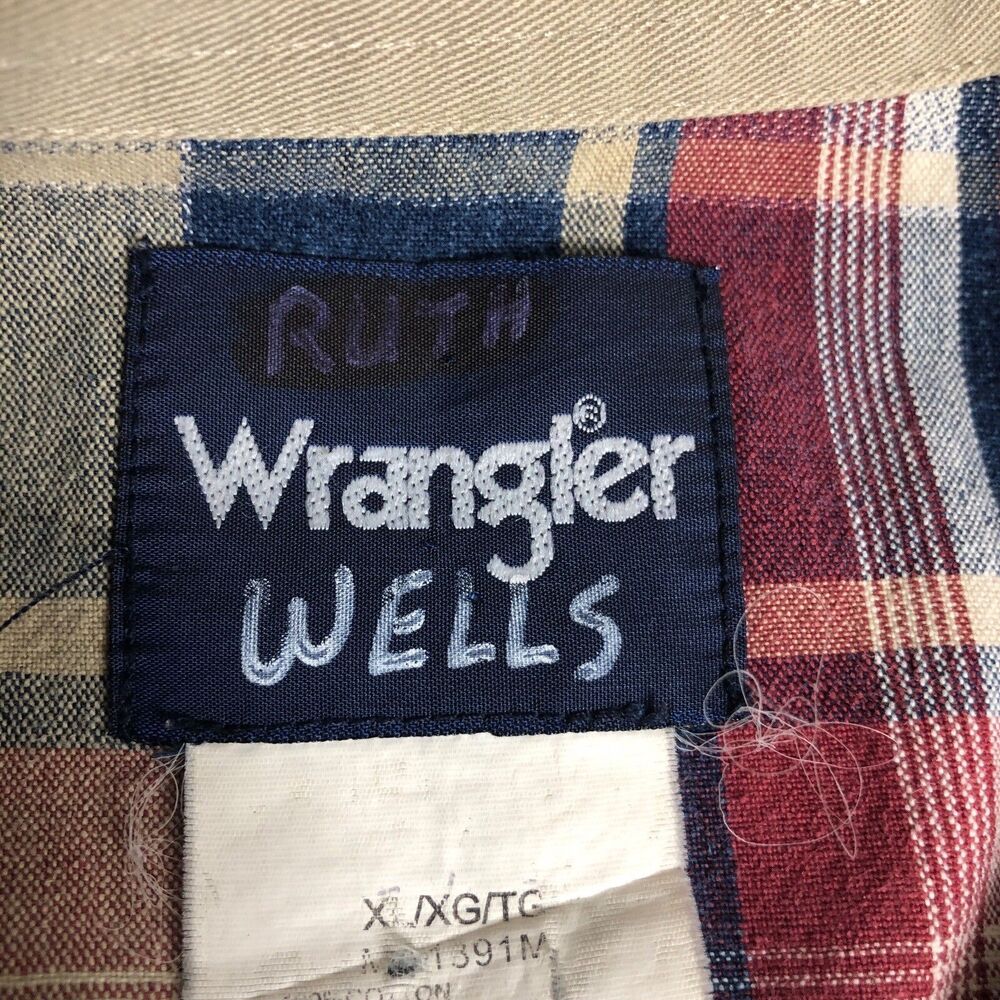Vintage 90s Wrangler Pearl Snap Shirt Mens XL Plaid Cotton Western Cowboy‎ Rodeo - Picture 4 of 15